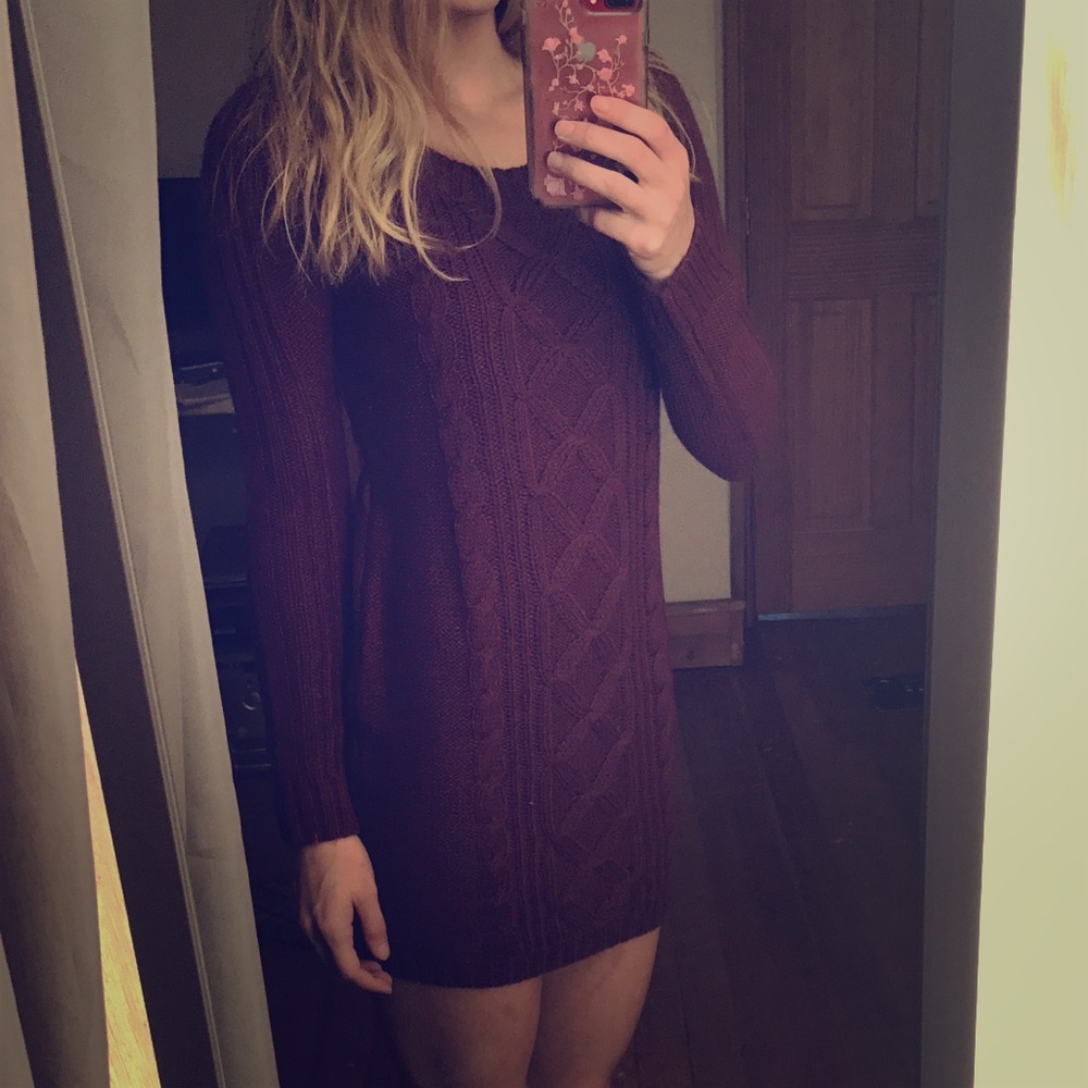 Burgundy sweater dress